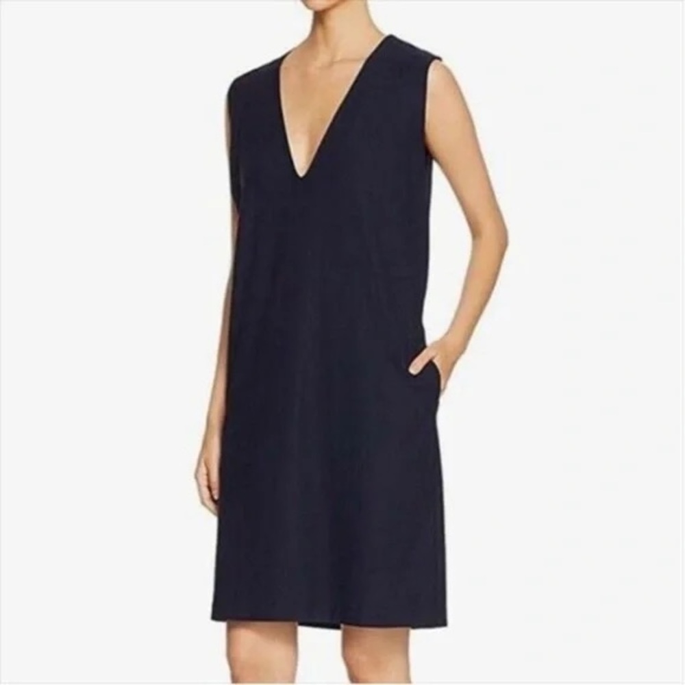 Eileen Fisher deep V-neck sleeveless shift dress